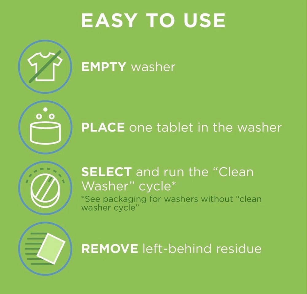 Washing Machine Cleaner, Cleans Front Load and Top Load Washers, Including HE...