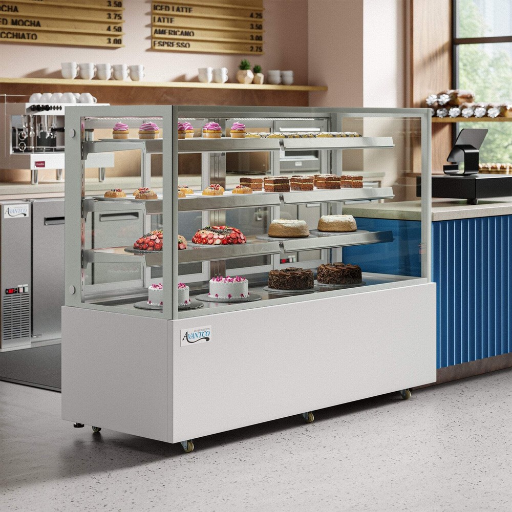 70 7/8" Square Glass White Refrigerated Bakery Display Case