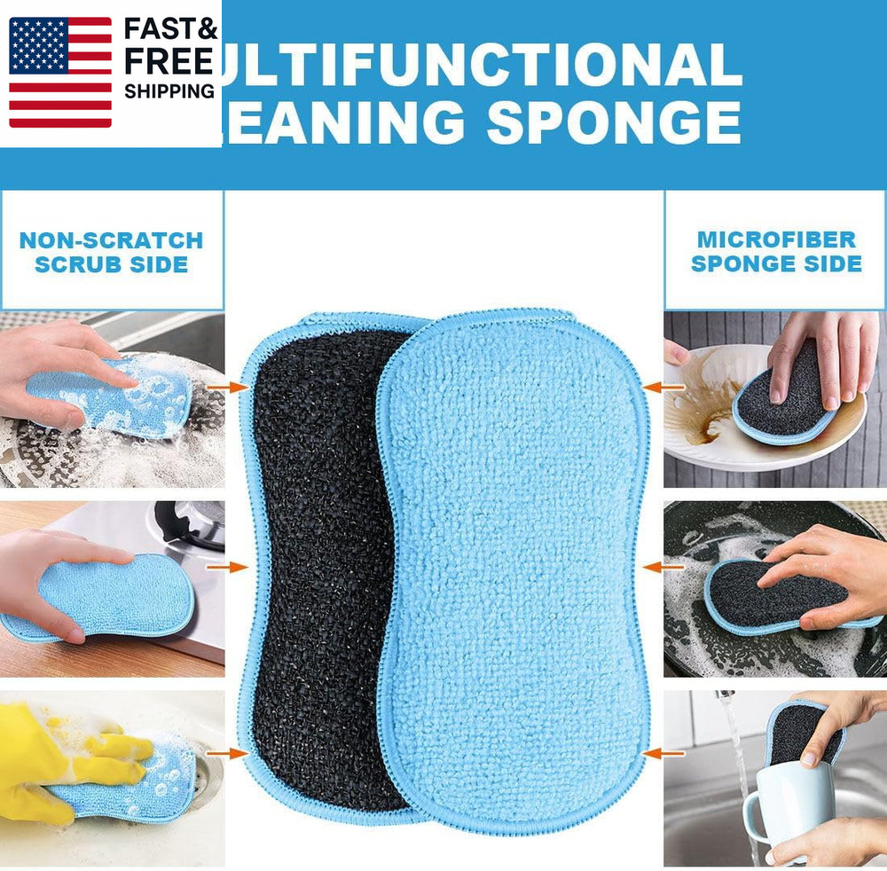 12 Pack Multi-Purpose Scrub Sponges Kitchen, Dish Sponge, Non-Scratch Microfiber