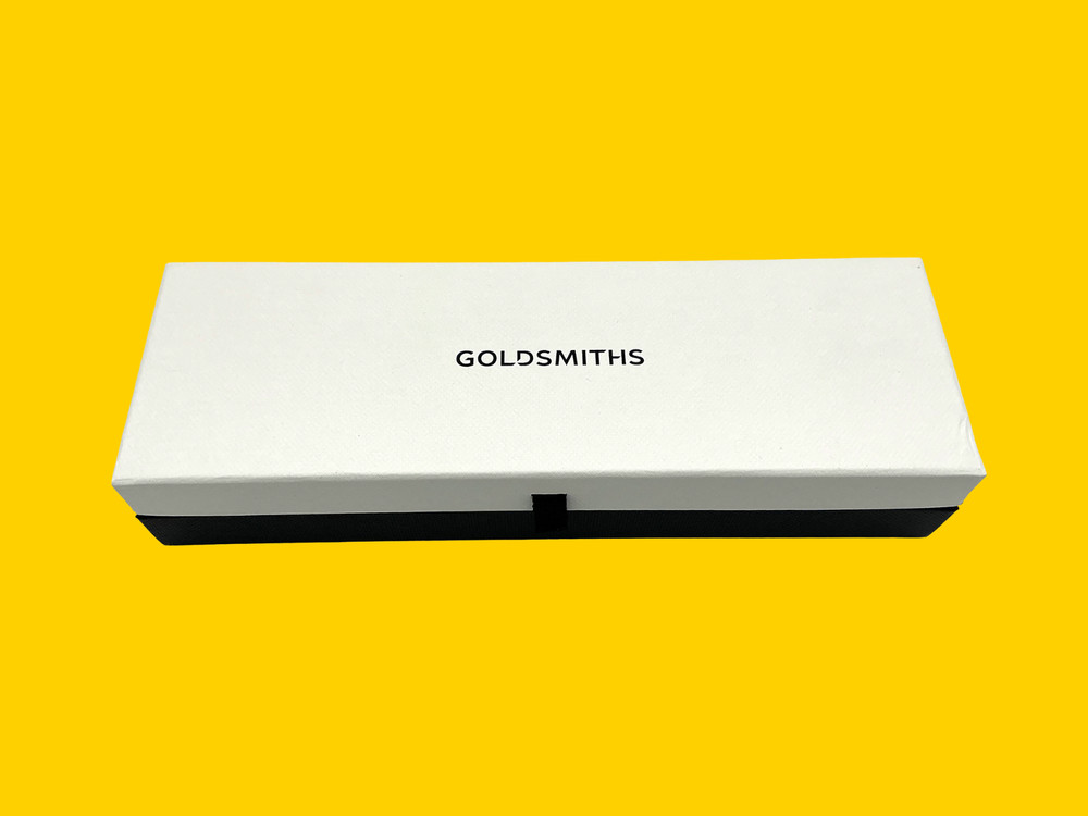Goldsmiths Rectangular Black /White / Yellow Prestige Watch Box Presentation Set