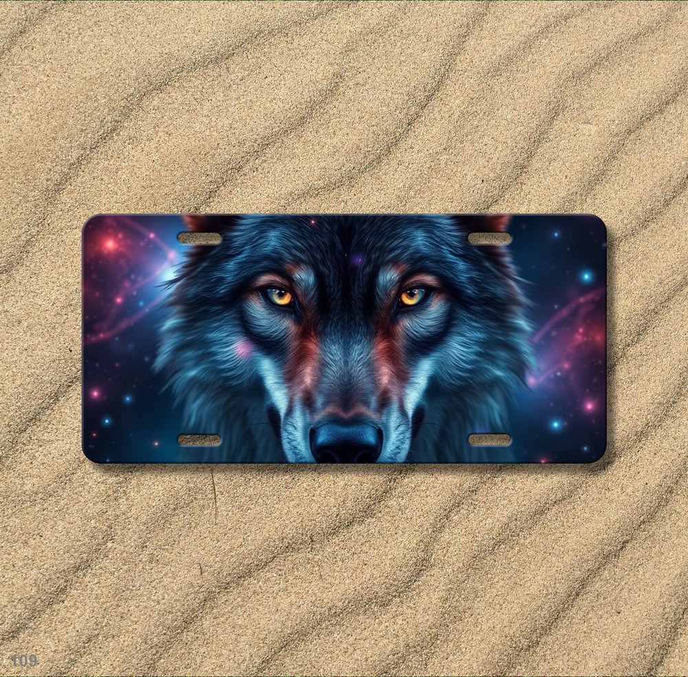 Hyperrealistic Wolf License Plate Optional Text Vanity Plate Special Gift