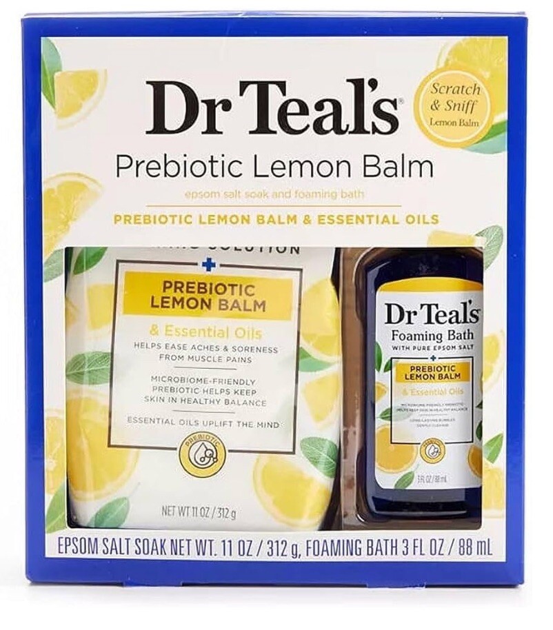 Dr Teal's Prebiotic Lemon Balm Foaming Bath & Epsom Salt Bath Set | 2 Pieces