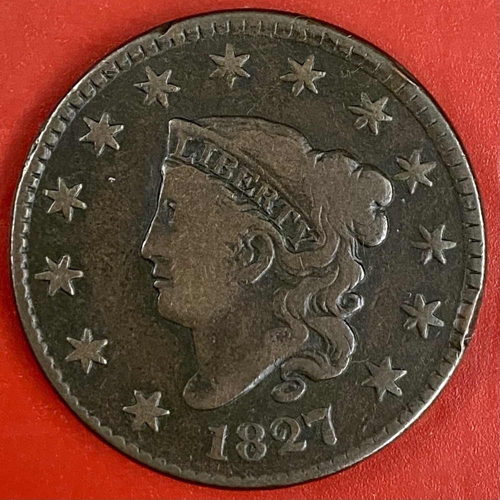 1827 CORONET HEAD LARGE CENT