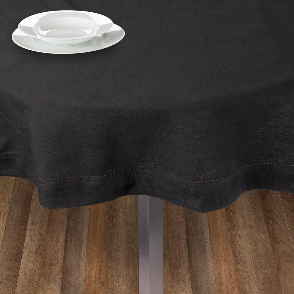 Rans Hemstitch Round Tablecloth Black 180cm