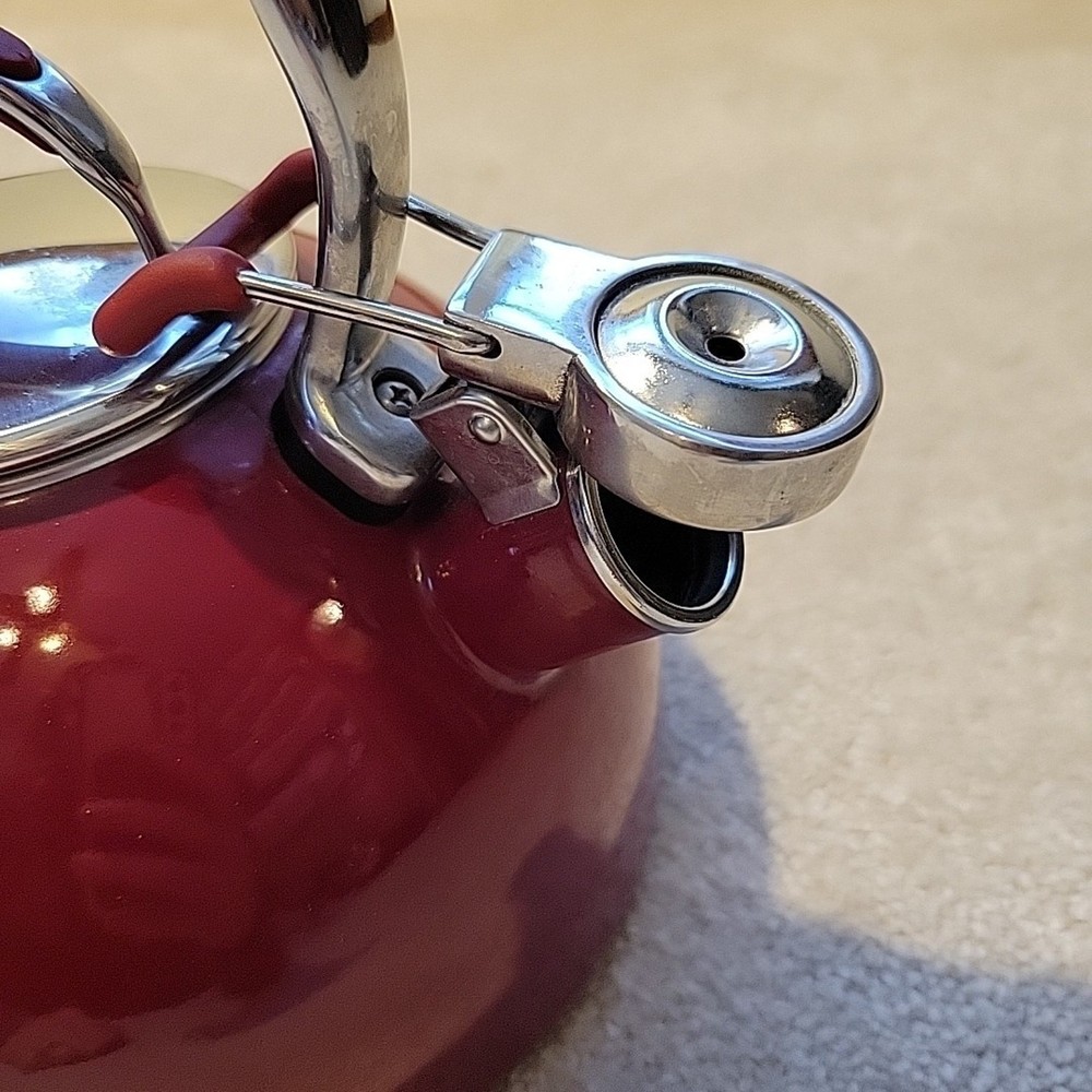 KitchenAid 2 Quart Whistling Tea Kettle Pot Red Enamel