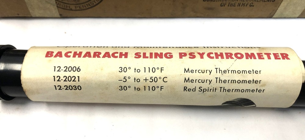 Bacharach Sling Psychrometer 12-2006 –Original Box & Manual