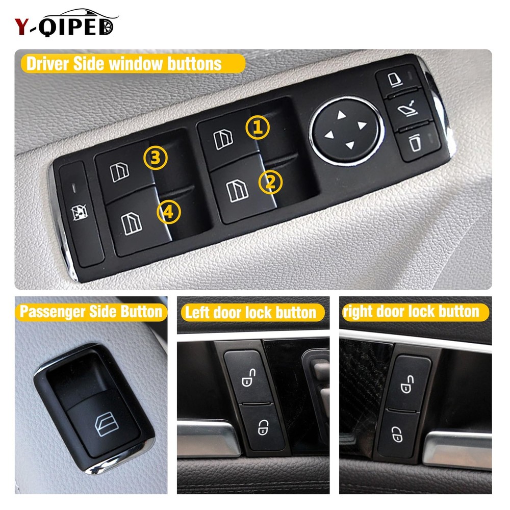 Front Left Window Switch Driver Side Button Cover-1 pcs NO.2, Black