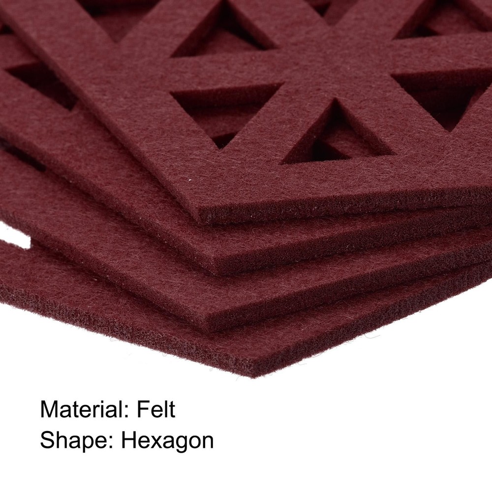 Felt coasters 4pcs hexagonal tampons coasters, red wine