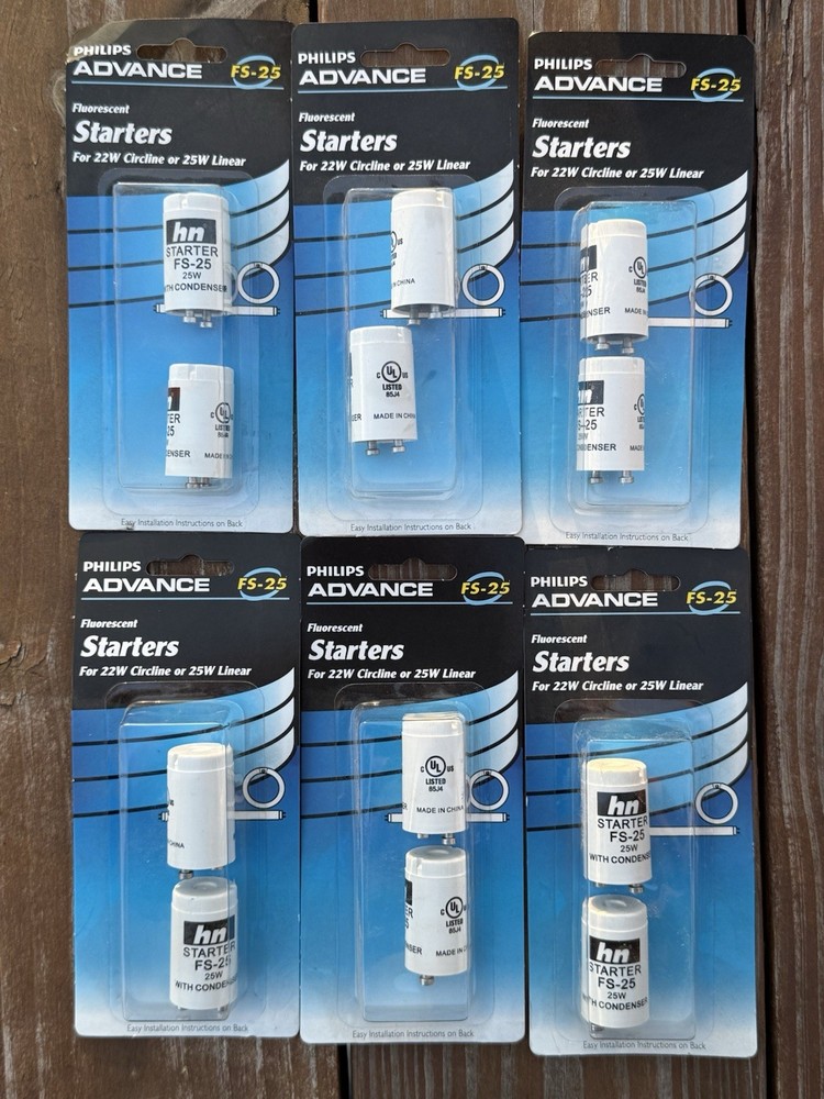12 Pack Philips Advance FS-25 Fluorescent Starters For 22W Circline / 25W Linear