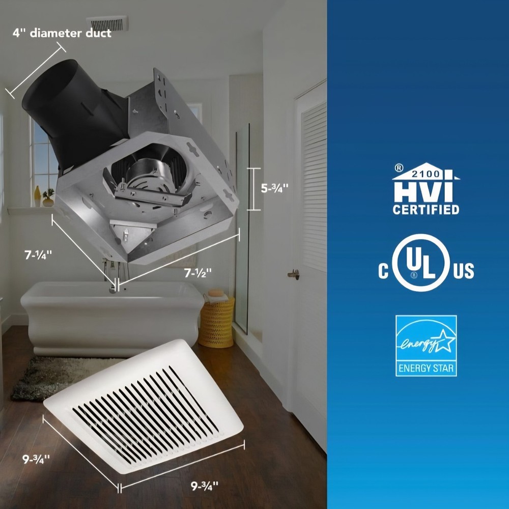 Flex Series 80-110 Selectable CFM, Room Side Installation, Bathroom Ceiling...