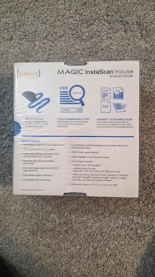 VuPoint Magic InstaScan Mouse Scanner new in box