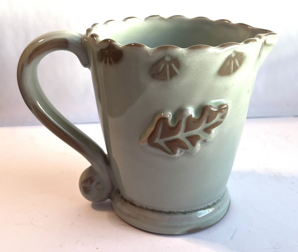 TIC TIC Terracotta Ceramic Pottery Pitcher, Leaf Design Pitcher