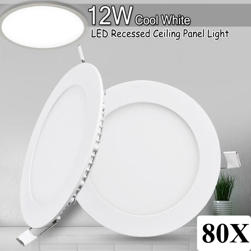 80X12W LED Recessed Ceiling Panel Down Lights Bulb Lamp Fixture Cool White US
