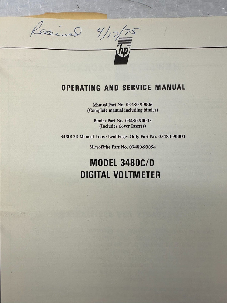 HP 3480C/D Operating and Service Manual