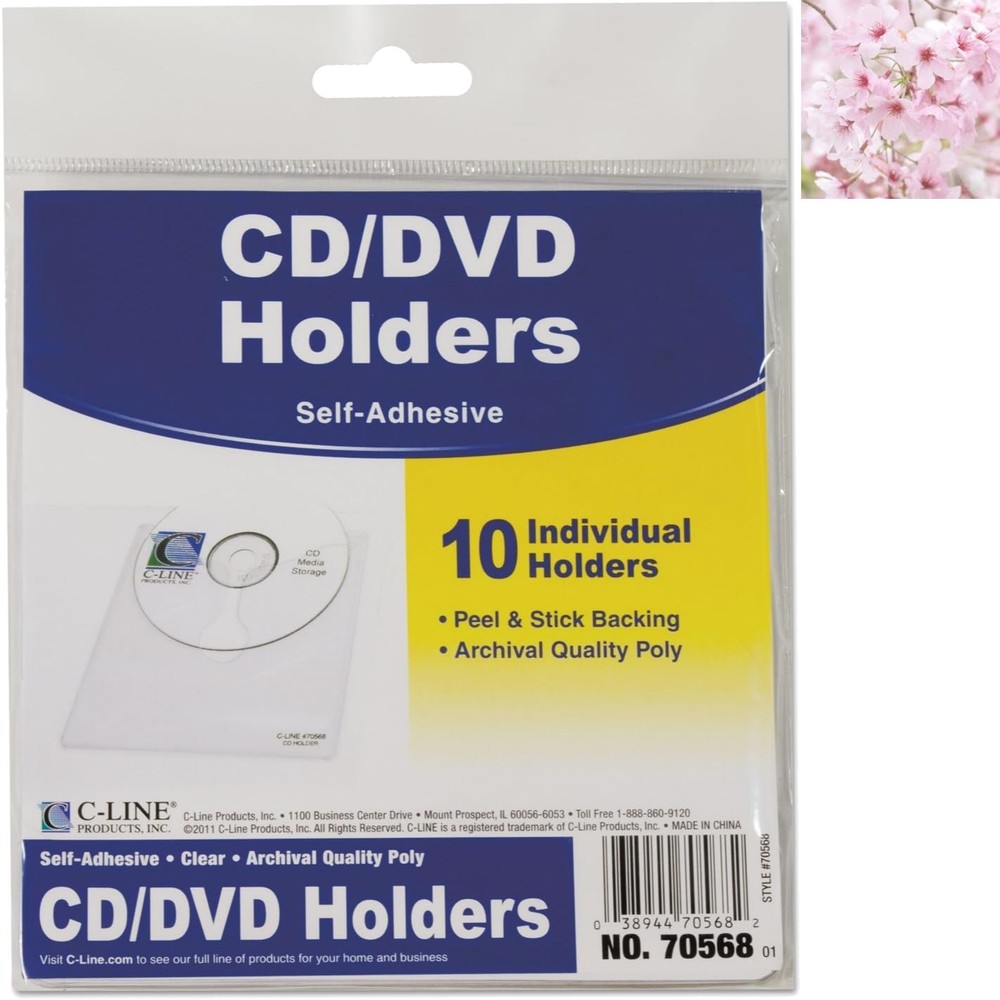 Space-Saving Self-Adhesive CD Holders, 10-Pack - Dust Resistant Protection