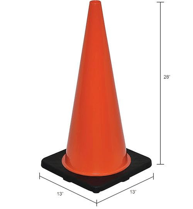 28" Non-Reflective Traffic Cone, Black Base, 7 Lbs