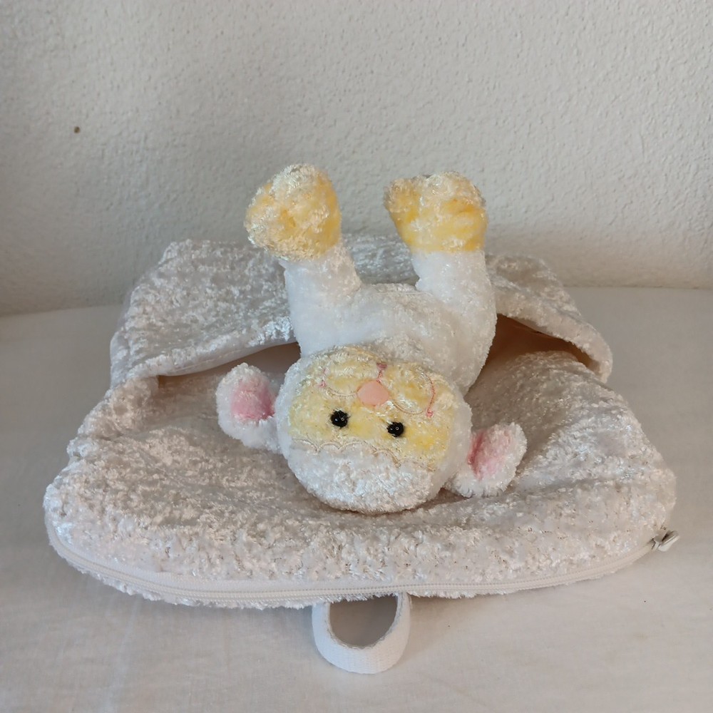 Commonwealth Snowy White Lamb Backpack Removable Plush Satin Lining Adjustable