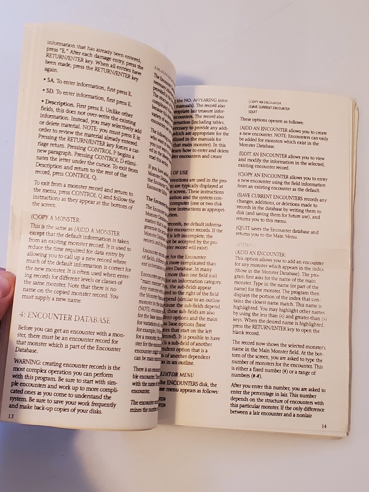 1988 Dungeons & Dragons Masters Assistant Encounters Strategy Guide Black White