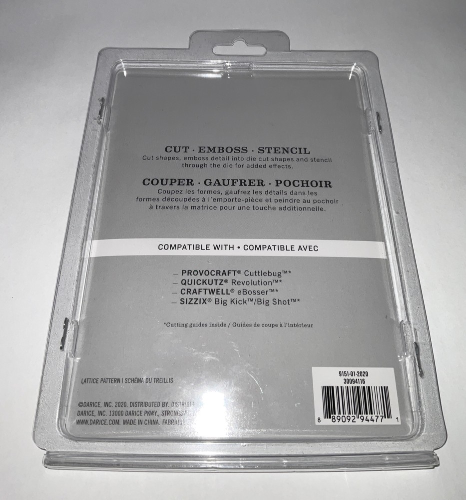 New Darice Silver Square Lattice Pattern Die Cut & Embossing Stencil 1pc