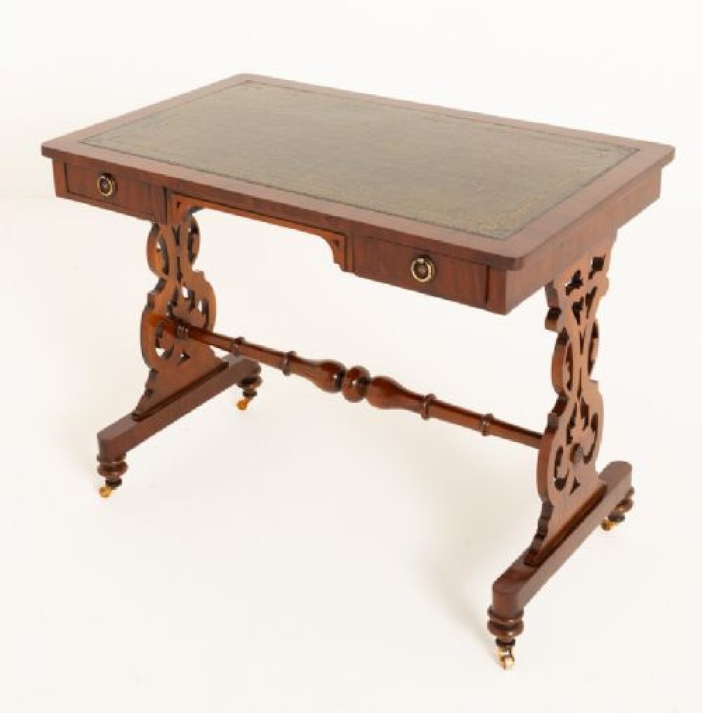 Victorian Writing Table Desk 1860 Lyre Legs