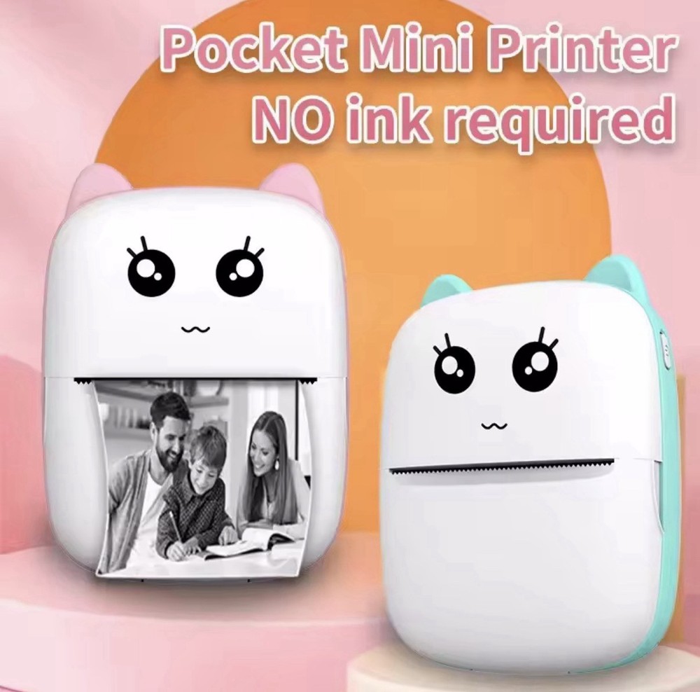 Mini Cat Thermal Printer Bluetooth – Photos, Labels, Notes – iOS/Android