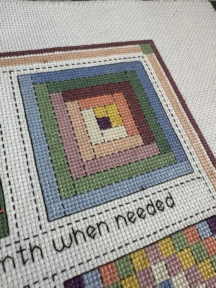 Finished Cross Stitch "Old Friends Like Quilts........" Ready to Frame, Handmade