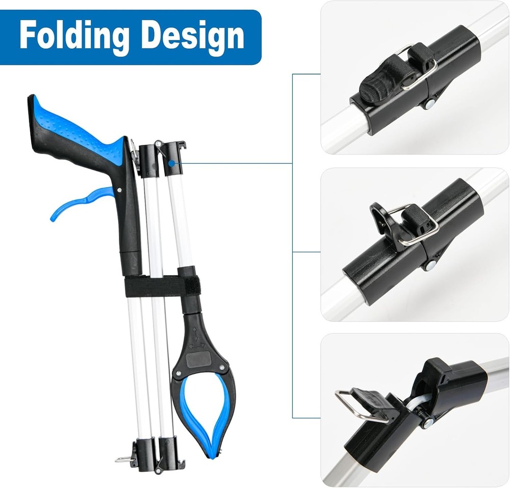 43" Foldable Grabber Tool - Extra Long Reaching Aid for Easy Pickup