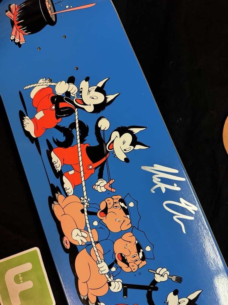 RARE SIGNED Primitive Nick Tucker Skateboard Deck Pro Wolf Pigs Cops AUTOGRAPH