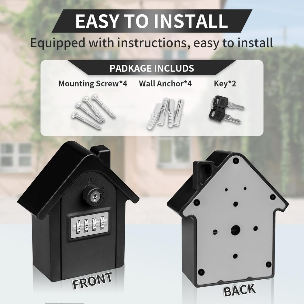 Key Lock Box with Combination lock & Key lock, Portable Large Capacity Key St...