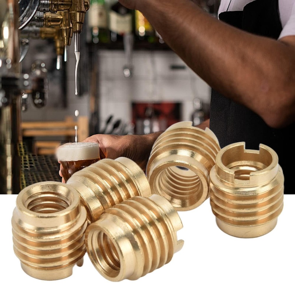 10 PCS Threaded Inserts, Brass Dual-Threaded Insert for Wooden Tap Handle Bee...