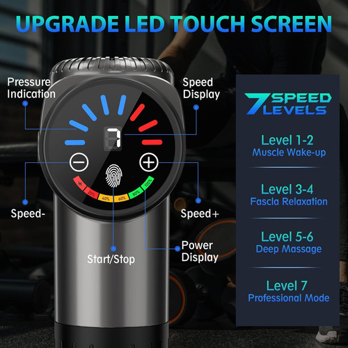 TOLOCO Massage Gun, Deep Tissue Back for Athletes Pain Grey