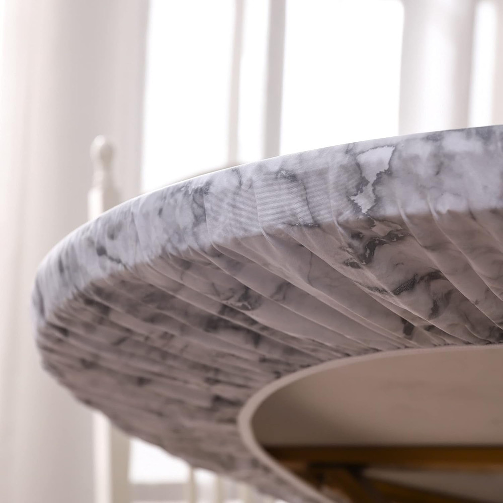 round Vinyl Fitted Tablecloth with Flannel Backing Elastic Edge Design Table Cov