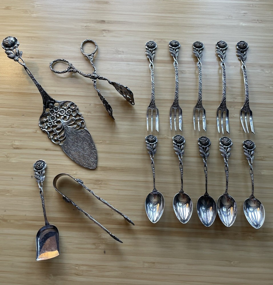 Silver Tea Serving Utensils ( 14 Piece)