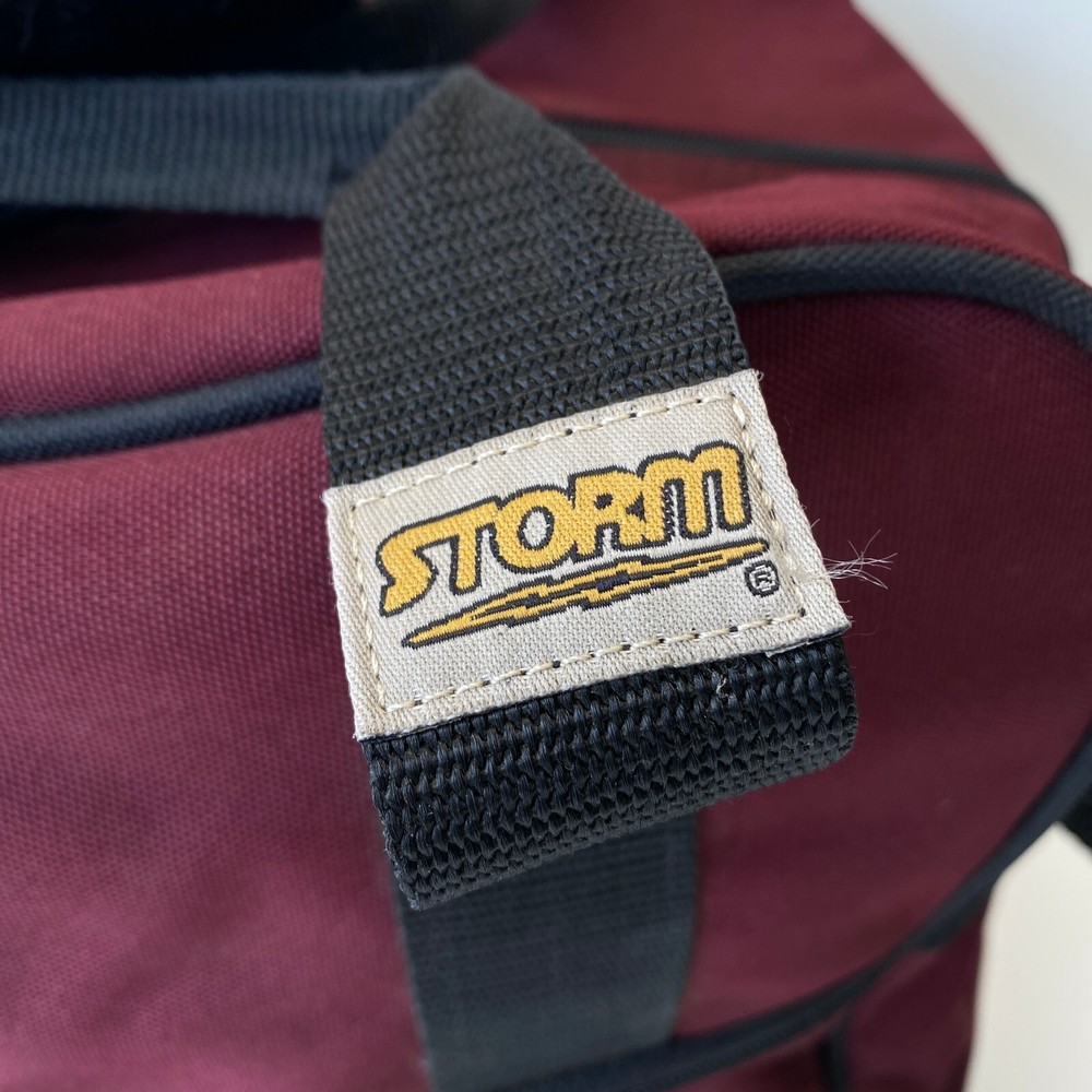 Vintage Storm Bowling Bag Single Ball Maroon Shoulder Strap Multi Compartment