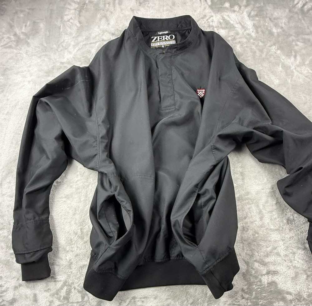 Zero Restriction Golf Pullover XL Lightweight Black Crest Logo Windshirt Y2K