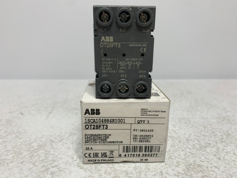 ABB OT25FT3 Disconnect Switch 25A 750V 3-Pole