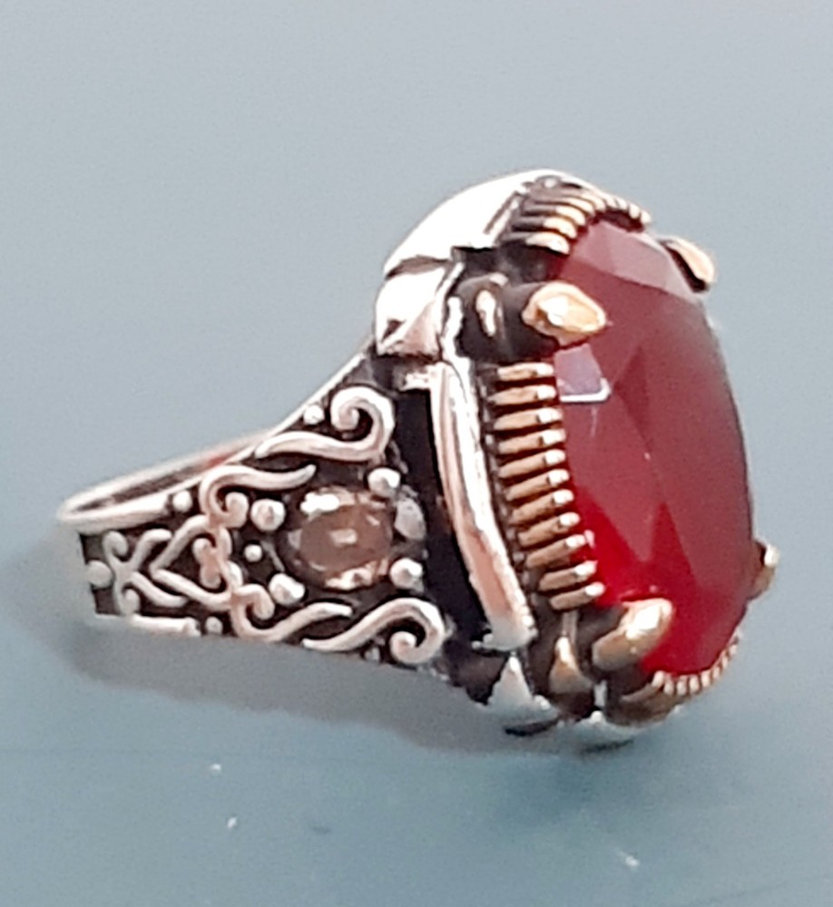 925 SILVER RING Men Solitaire Spinel Ring Sterling Man $