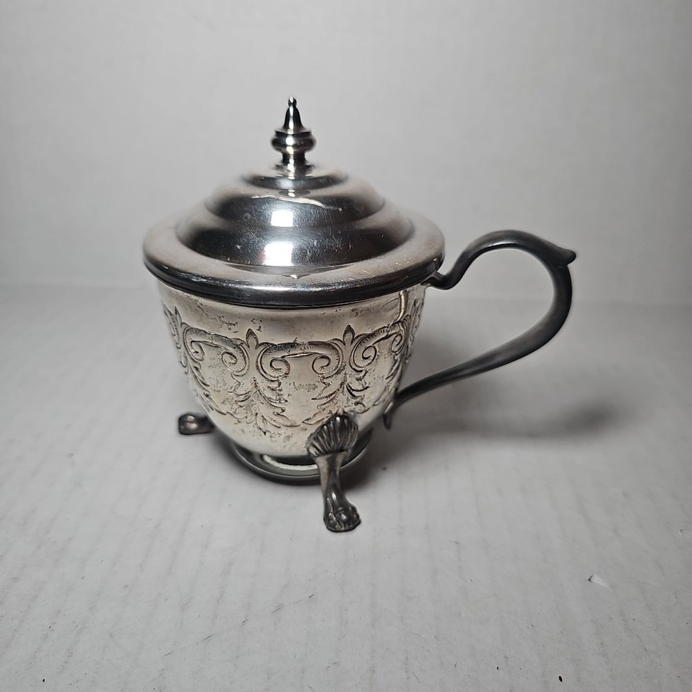 American Victorian Silverplated Jam Sugar Bowl Glass Insert Missing Spoon