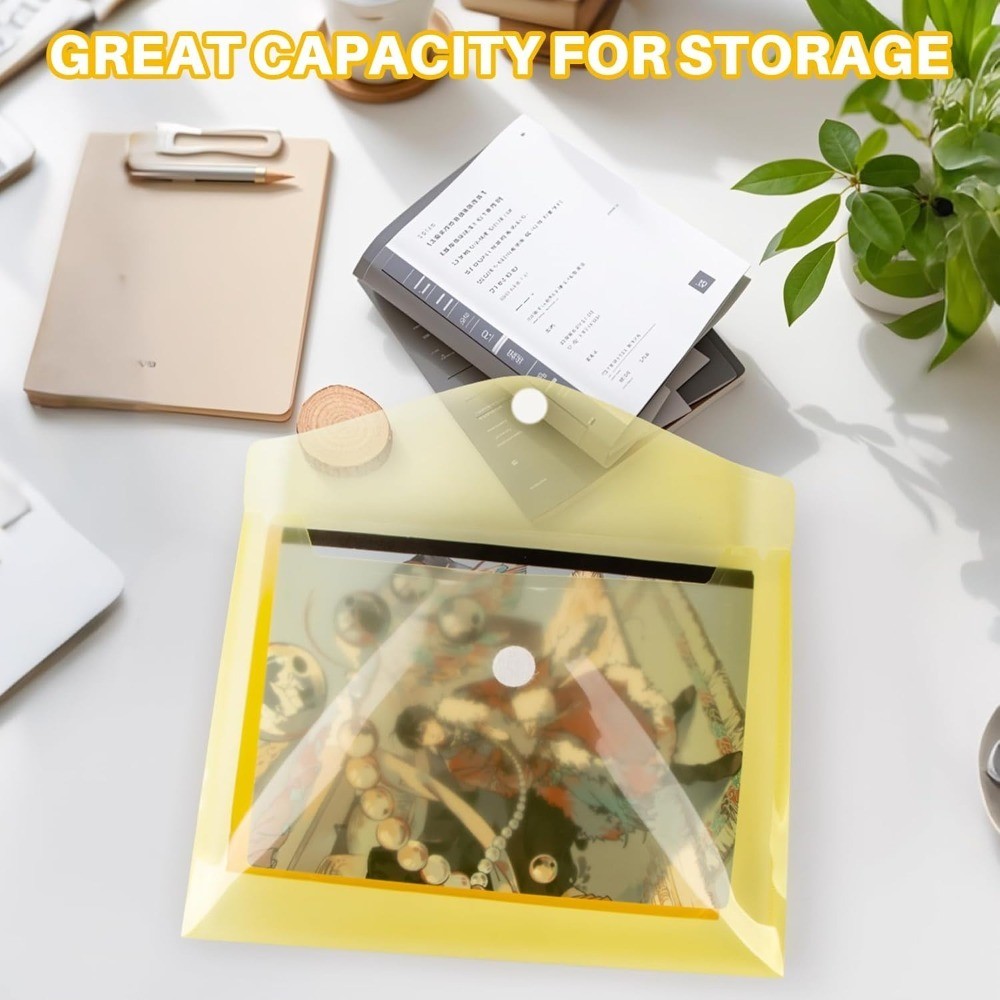 Clear Plastic Envelope Folders 5 Pack A4 Letter Size Waterproof Reusable Poly