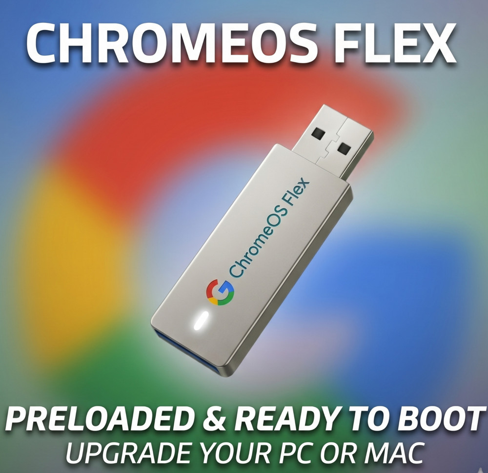 Chrome OS ChromeOS Flex Installer USB Drive - Replace/Upgrade Windows or Mac