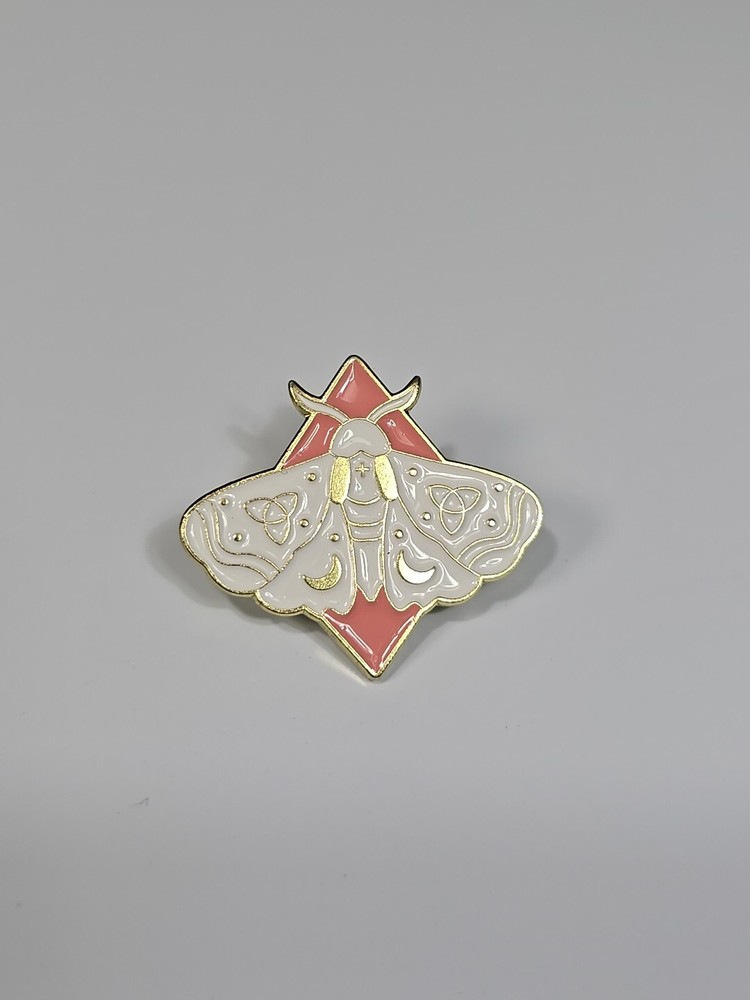 Butterfly White With Pink Triangle Lapel Pin