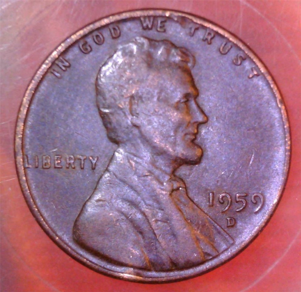 1959 D/D  Die Chips/Cud  Penny Error  -  3027 -  Ali