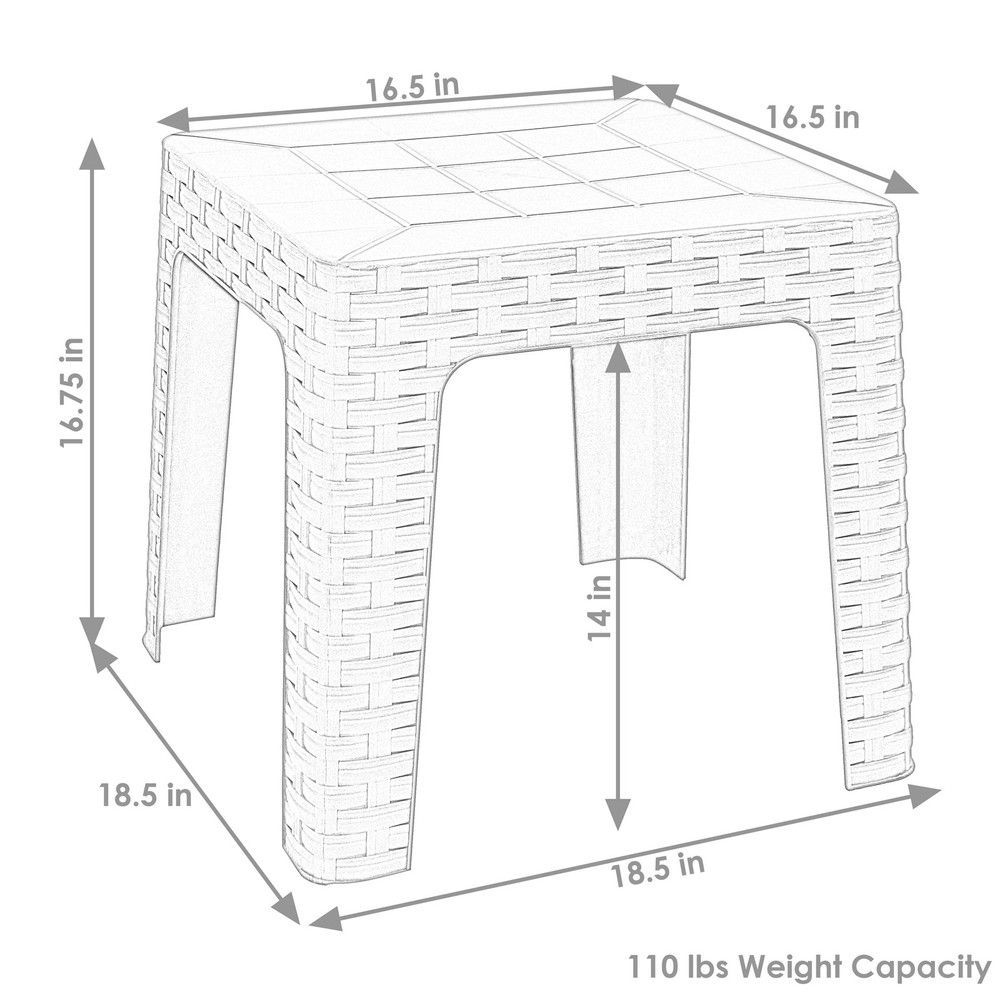 18.5 in Plastic Square Patio Side Table - Gray by Sunnydaze