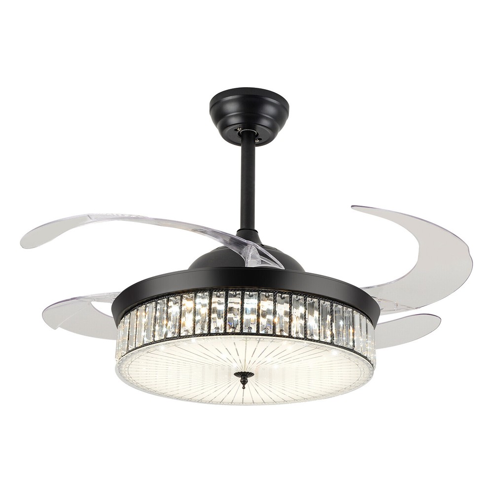 42 Inch Retractable LED Ceiling Fan Light with Remote Control and Timer