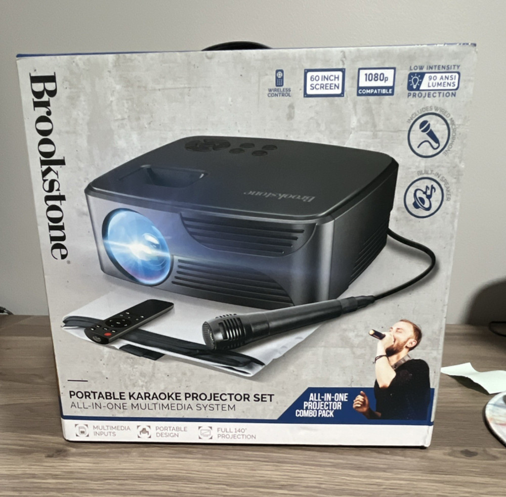 Brookstone Portable Karaoke System Bluetooth 140° Projection HD Speaker