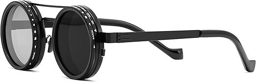 Adjustable Tint Sunglasses, 1-9 Gears Nightshift Glasses Retro Round Polarized