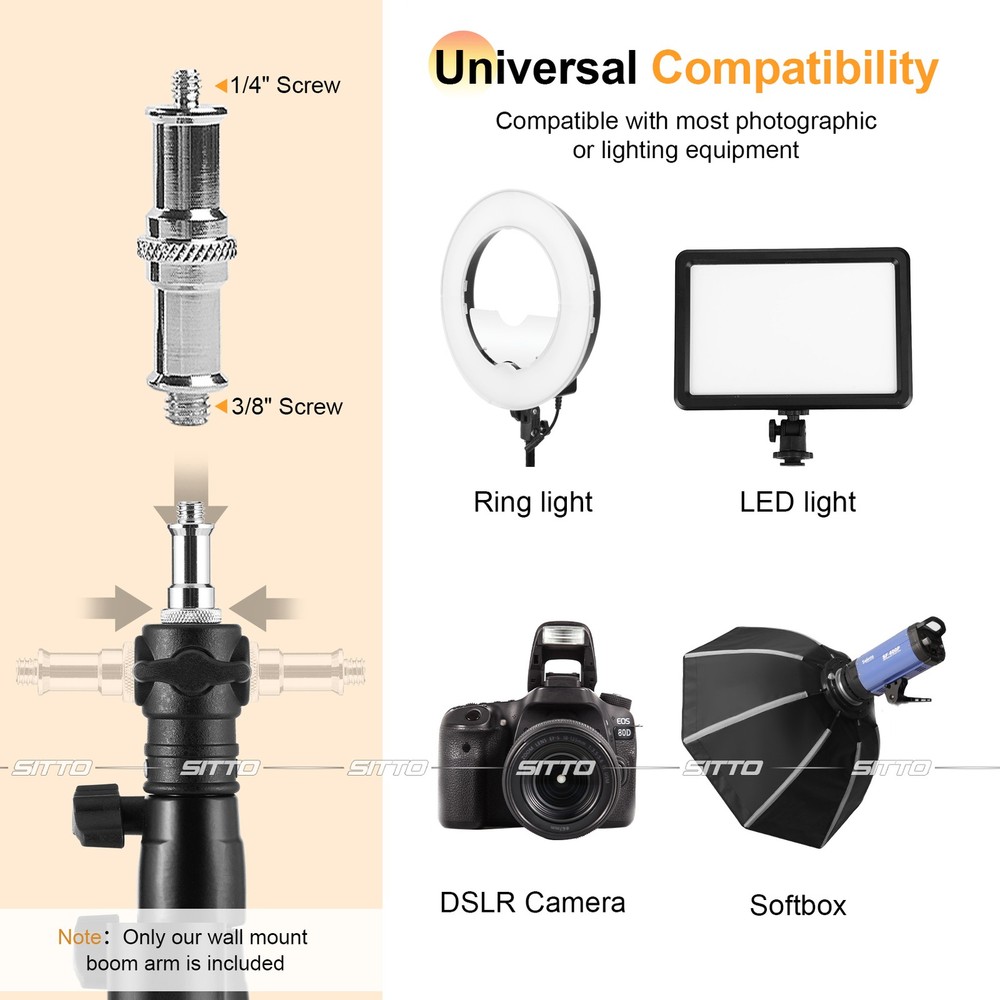 2x 43" Triangle Wall Mount Boom Arm Stand Adjustable For Extensions Ring Light