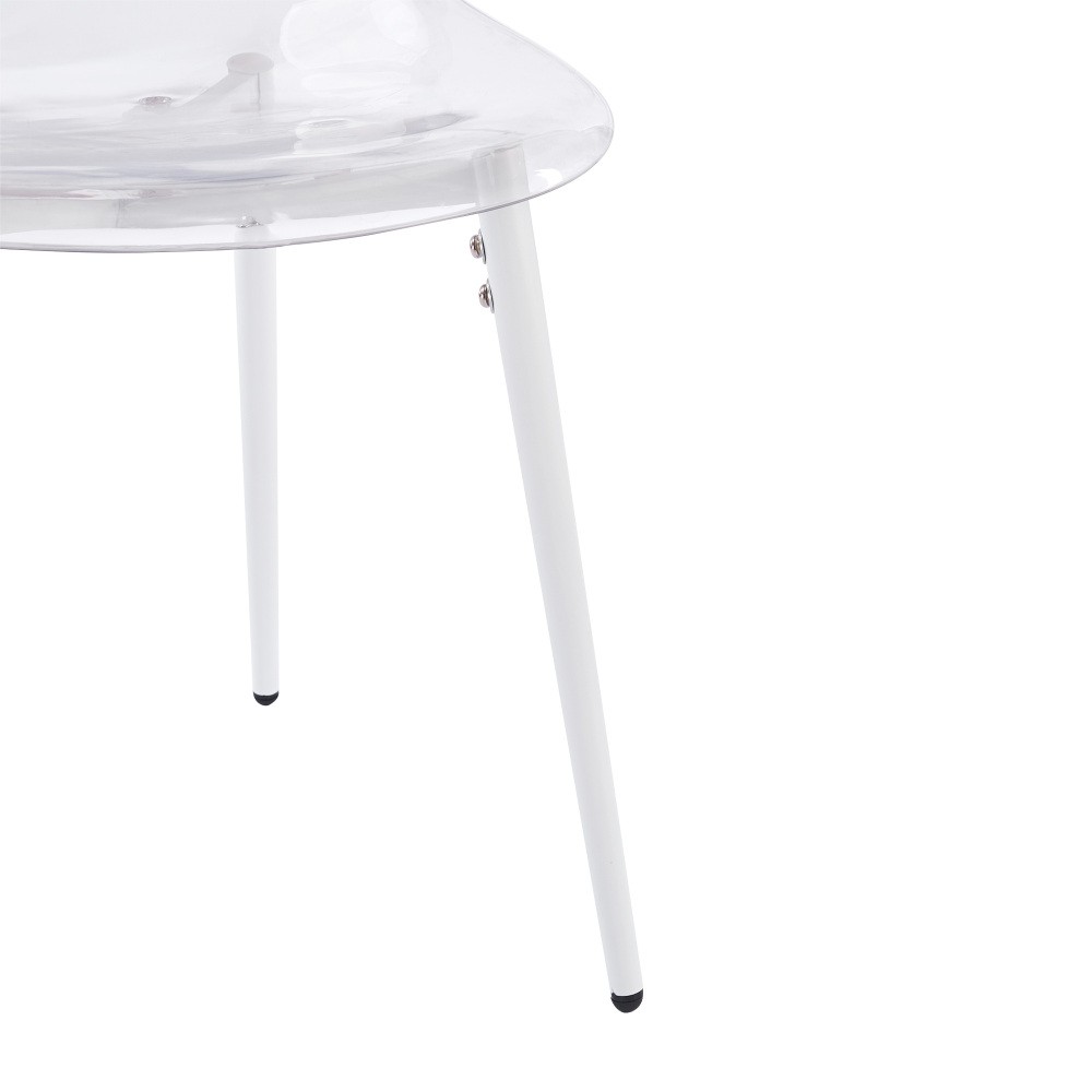 4PCS White Contemporary Transparent Design PET Chair, Easy Assembly