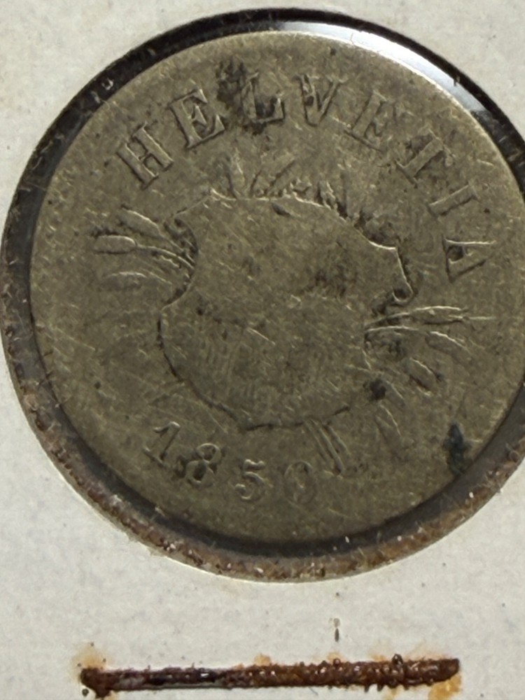 1850 Swiss 5 Rappen coin,