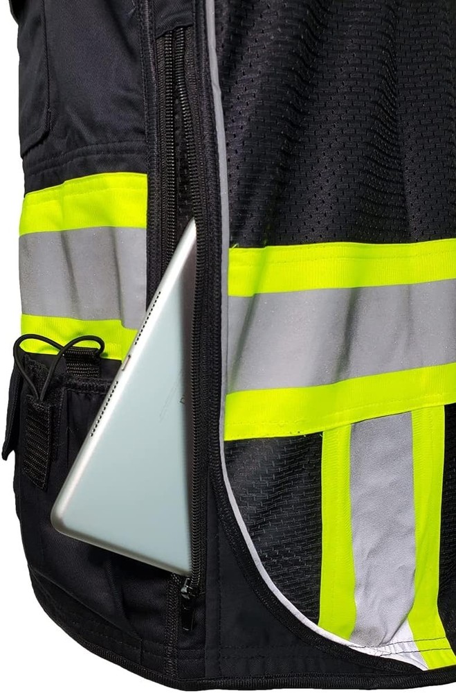 Class 2 Surveyors Vest, Tablet Pockets, Black